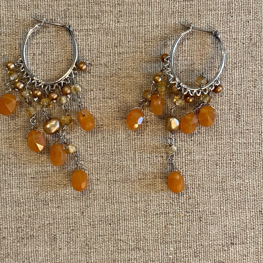Orange and silver earrings